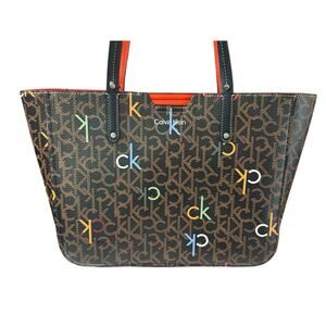 Calvin Klein Brown Signature Monogram Shoulder Bag
